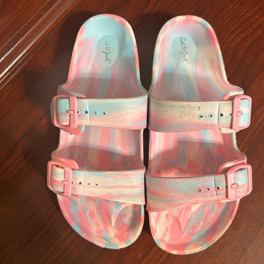Cat & Jack Pink and Blue Sandals with Adjustable Straps